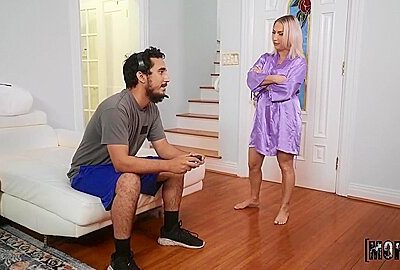 Blonde-haired Stepmom With Juicy Melons Fucks Her Stepso